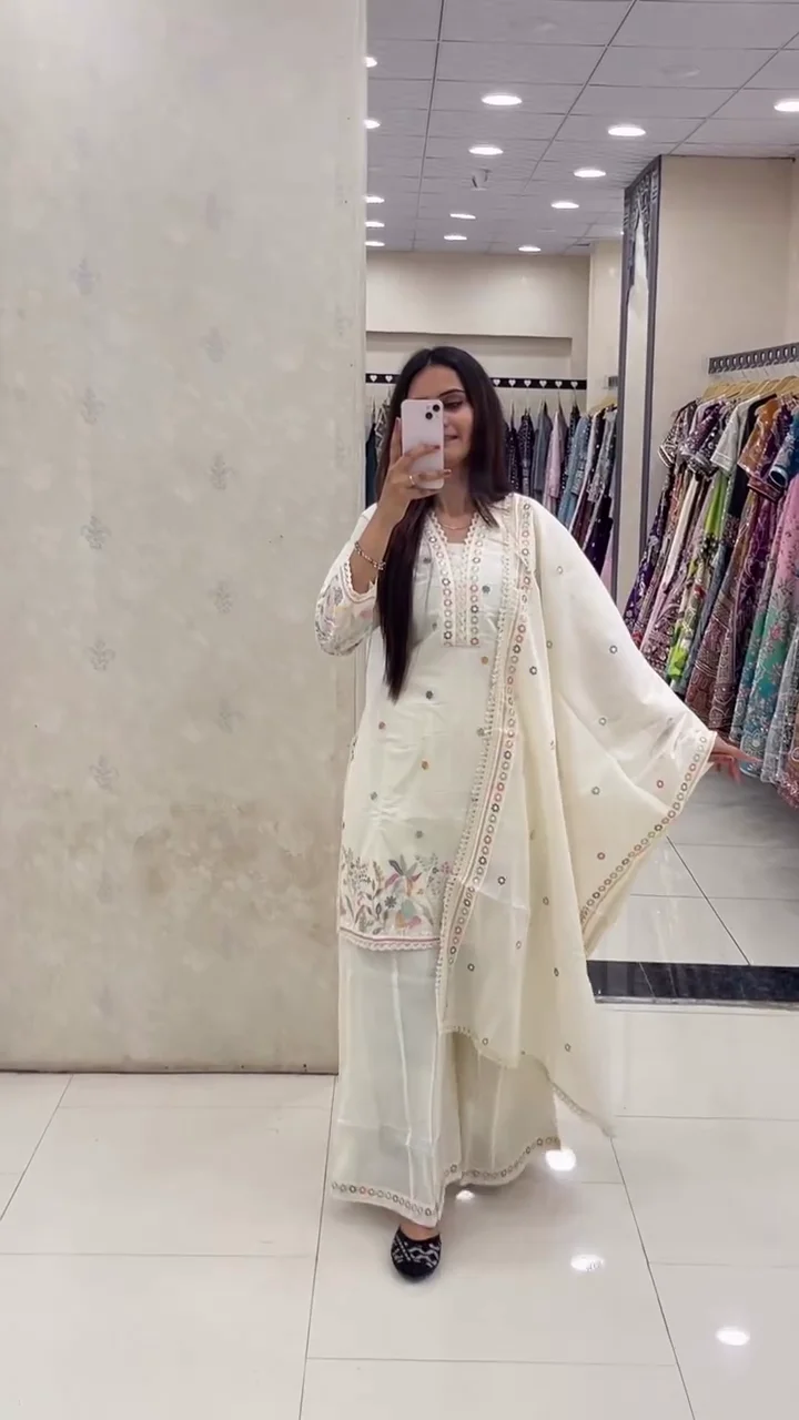 Noor-e-Elegance Embroidered Kurta Set with Flowing Dupatta