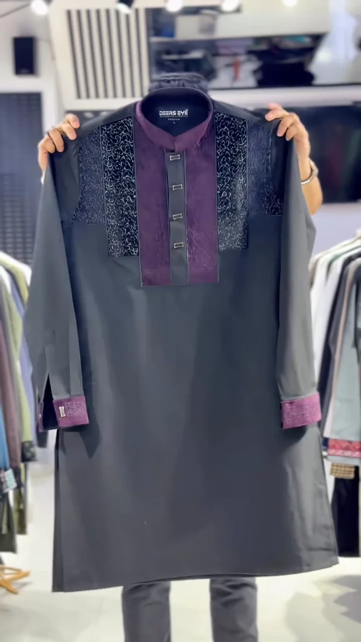 Midnight Royale Embroidered Kurta – Premium Festive Collection
