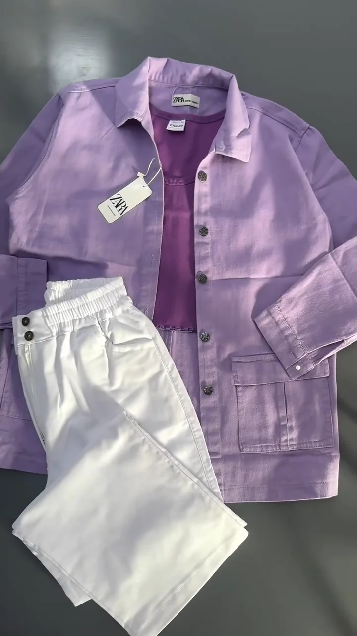 Lavender Breeze Utility Set – Button Jacket & Relaxed Trousers Collection (XXS–XXL)
