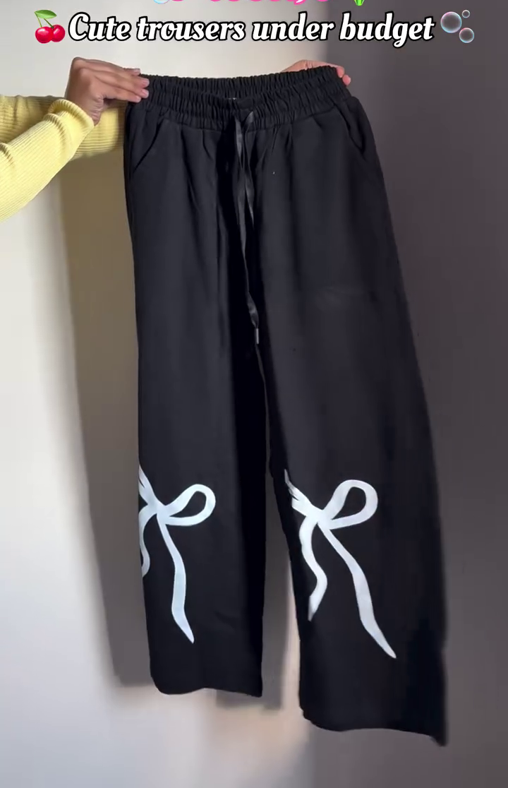 Bow Detail Wide-Leg Trousers