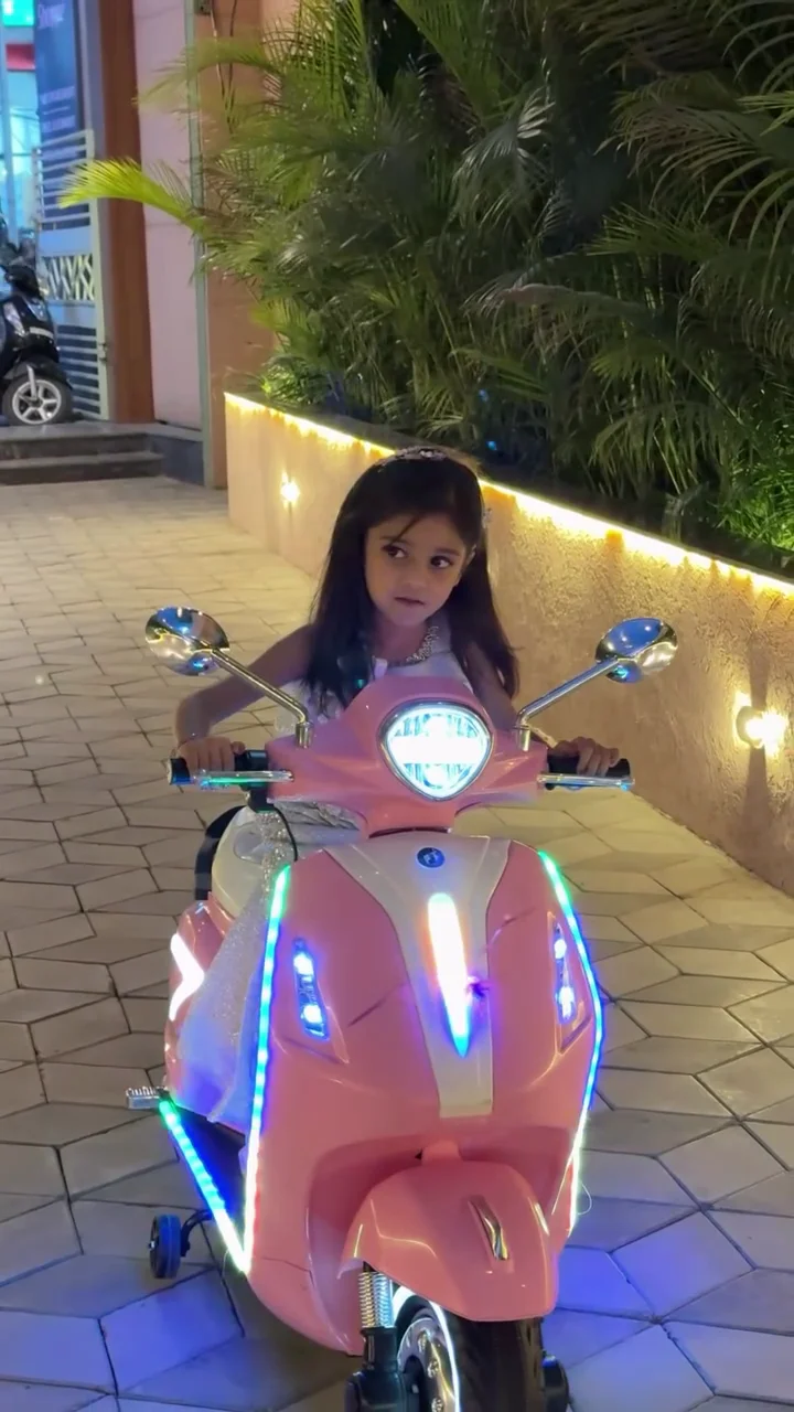 Princess Pink LED Ride-On Scooter for Kids | Premium Battery Operated Electric Toy Bike with Music, Lights & Training Wheels | Stylish Kids Scooter Ride | Ages 2-8 Years