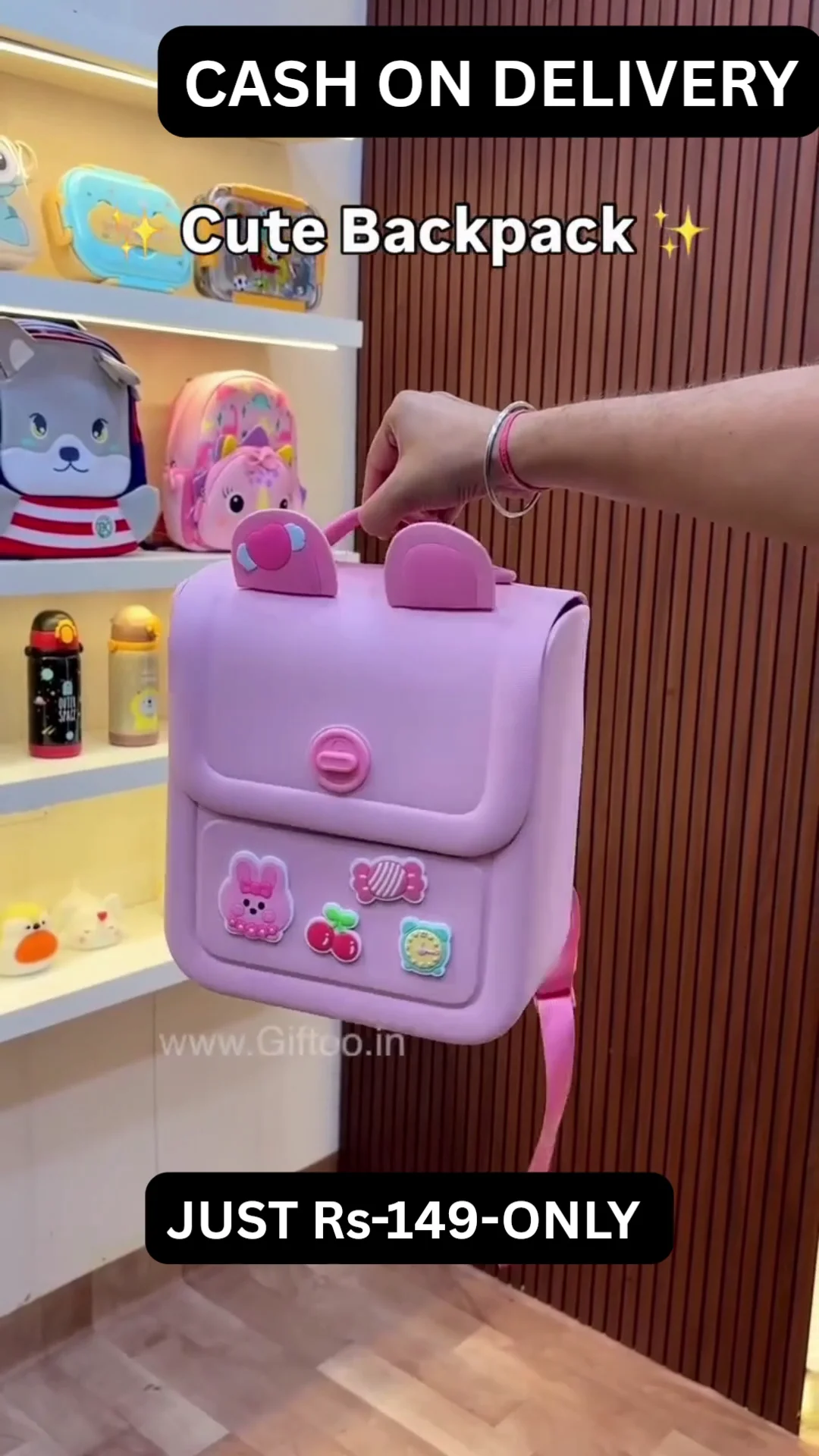 Kawaii Bunny Charm Premium Kids Backpack | Cute Cartoon School Bag with Ear Design & Decorative Charms | Lightweight Travel, Picnic & Daily Use Backpack for Girls